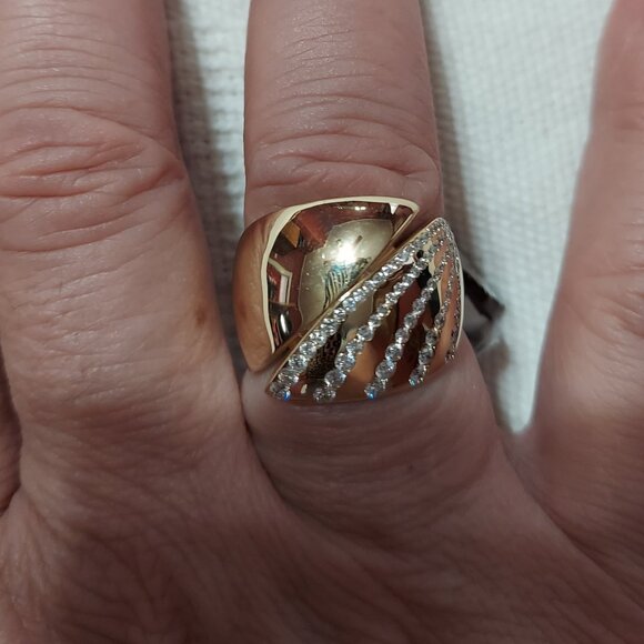 NWT Effy Diamond Multirow Bypass Statement Ring (5/8 cttw) in 14K YG size 7 - Picture 6 of 6